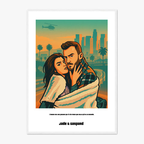 Affiche Personnalisée Style GTA Couple