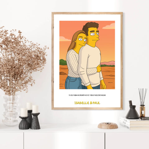 Affiche Personnalisée Style Simpson Couple