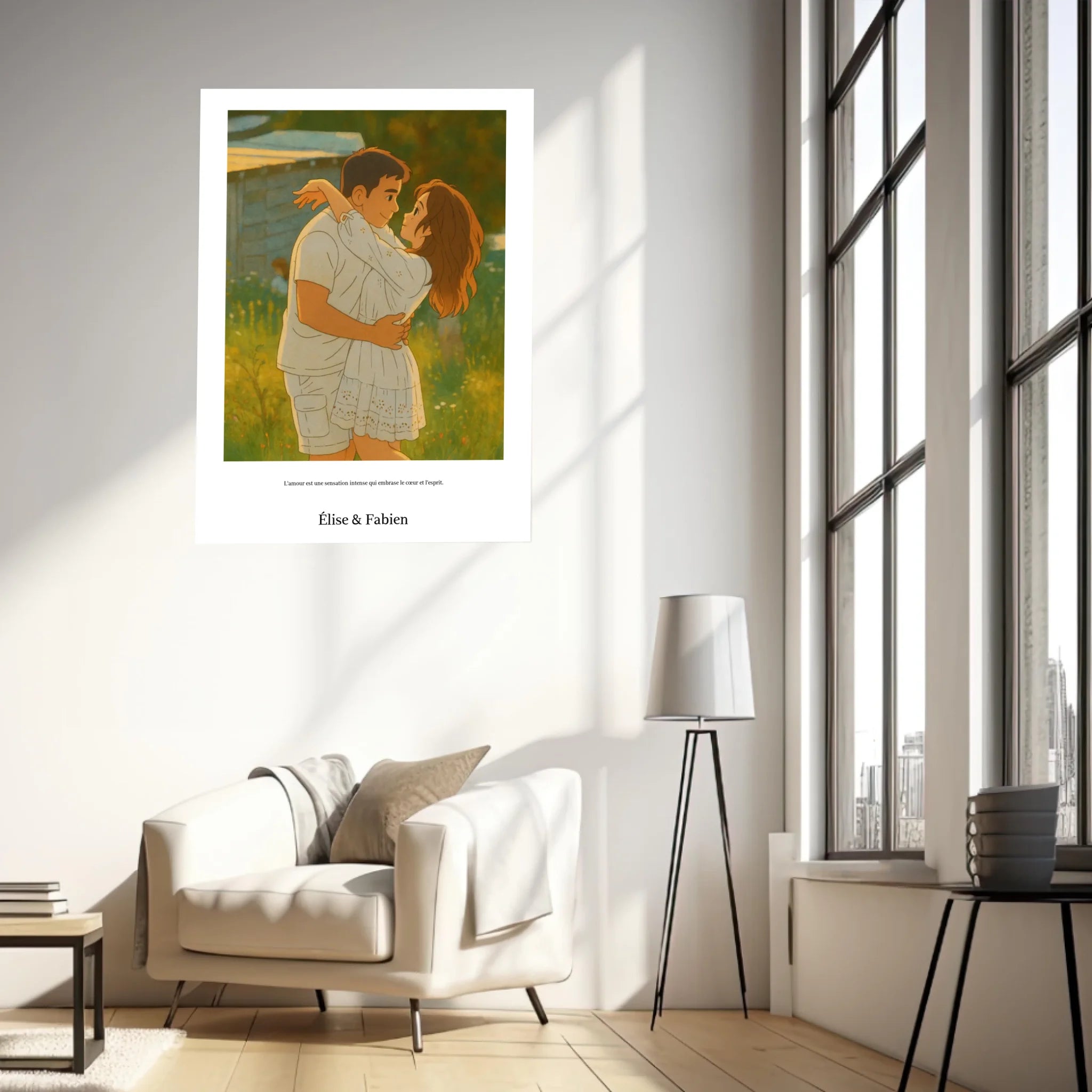 Affiche Personnalisée Style Ghibli Couple