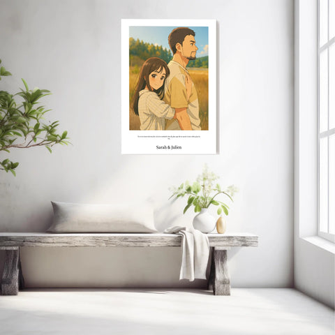 Affiche Personnalisée Style Dessin Animé Couple