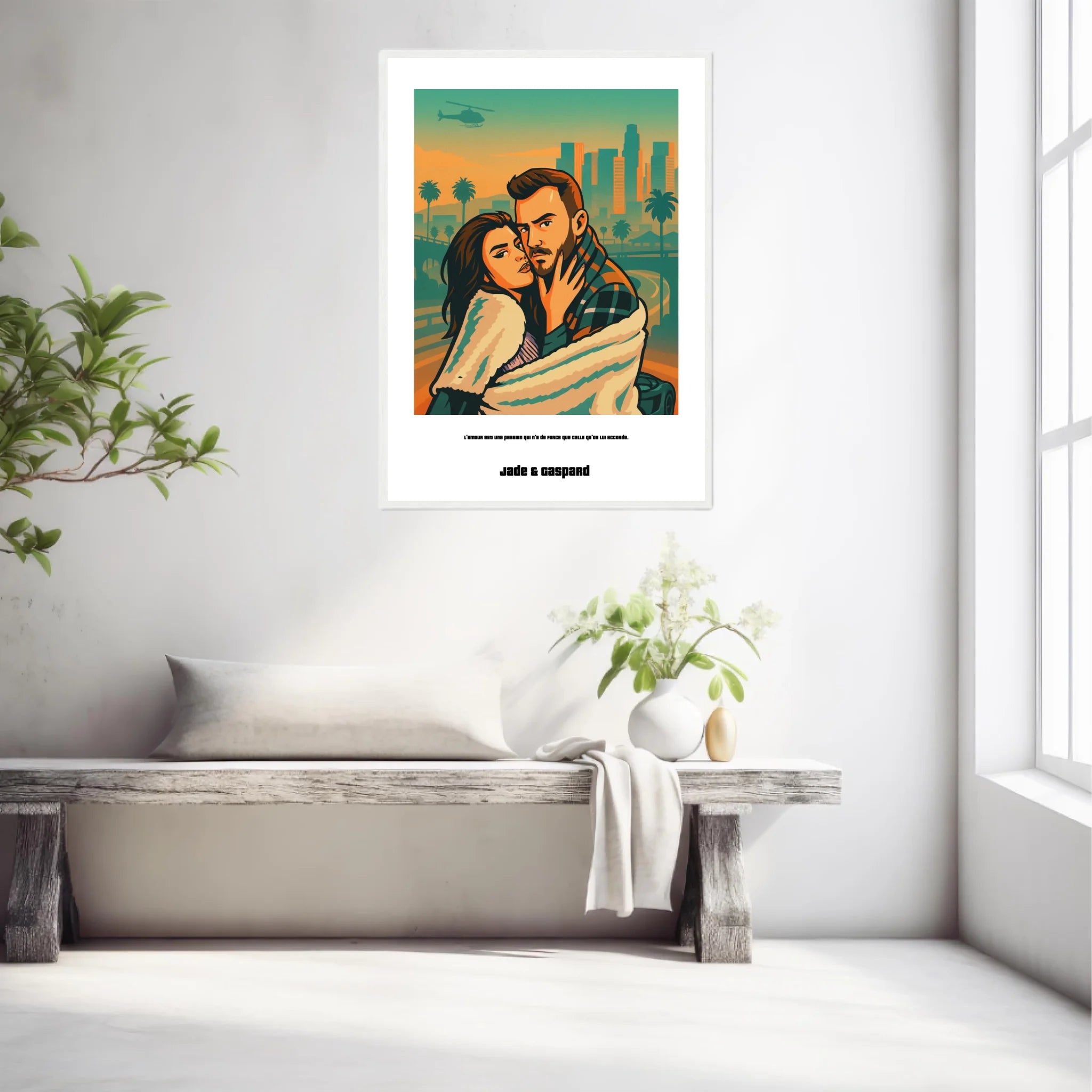 Affiche Personnalisée Style GTA Couple