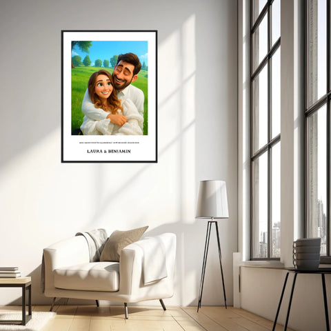 Affiche Personnalisée Style Pixar Couple