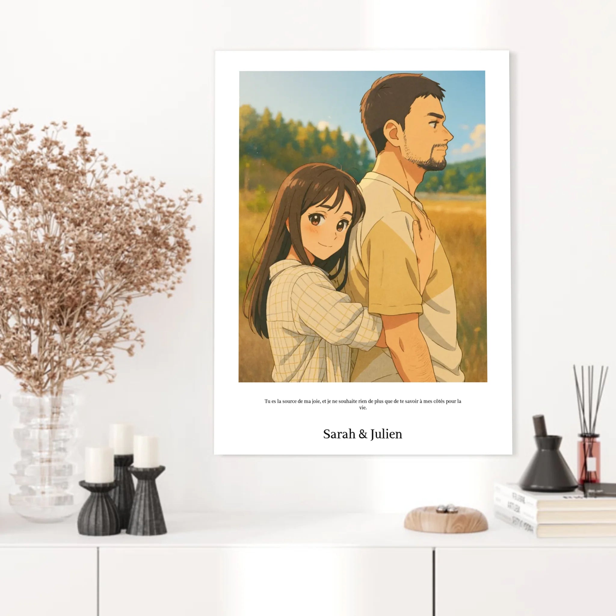 Affiche Personnalisée Style Dessin Animé Couple