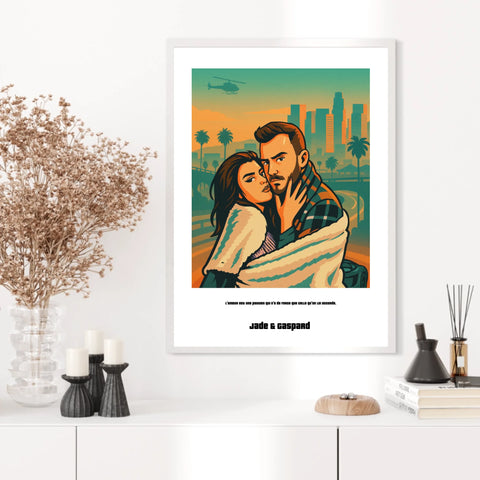 Affiche Personnalisée Style GTA Couple