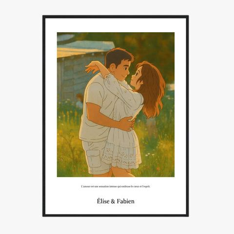 Affiche Personnalisée Style Ghibli Couple