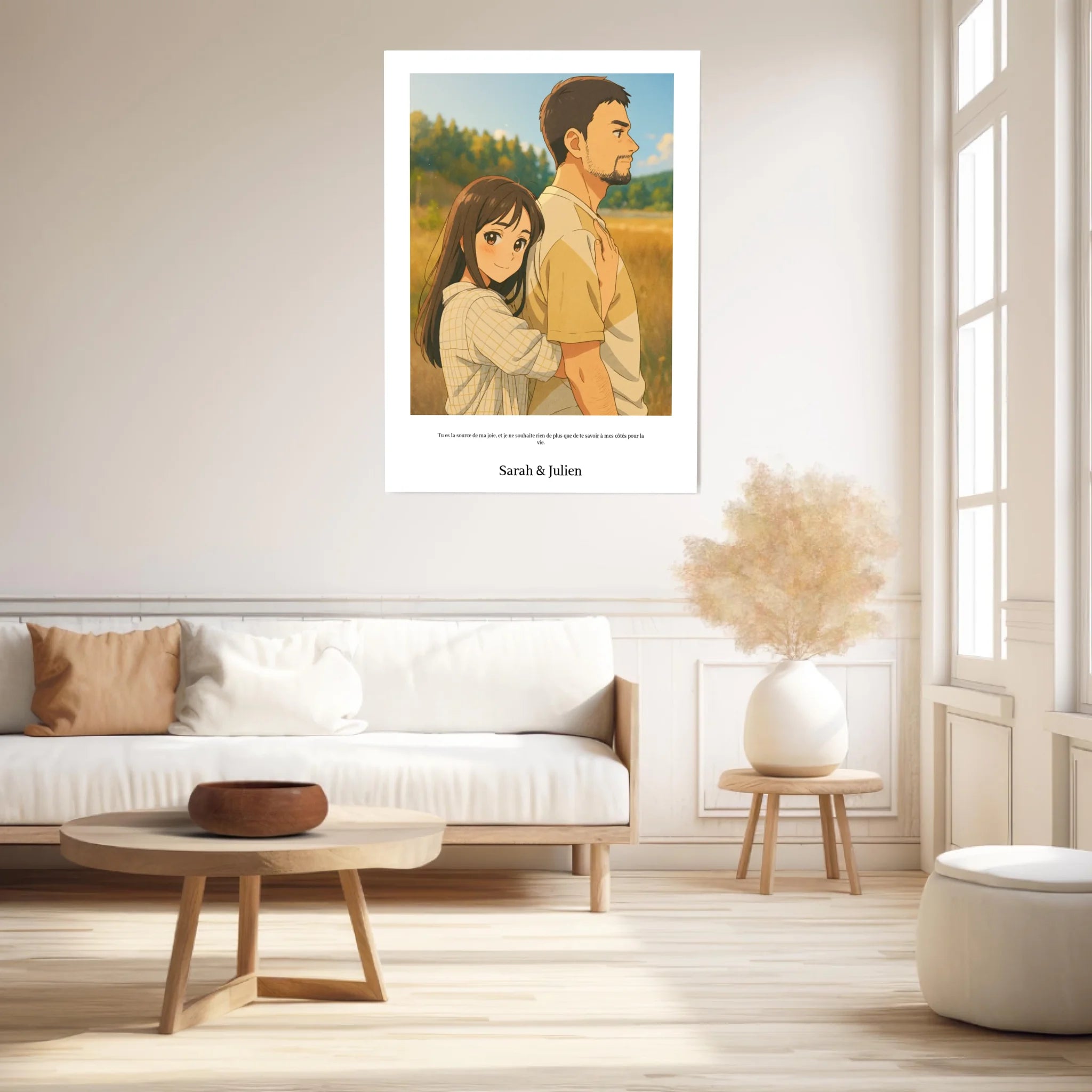 Affiche Personnalisée Style Dessin Animé Couple
