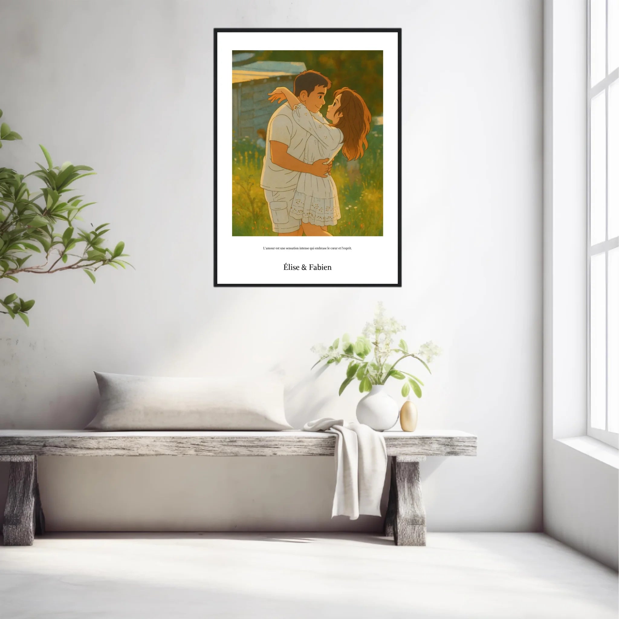 Affiche Personnalisée Style Ghibli Couple