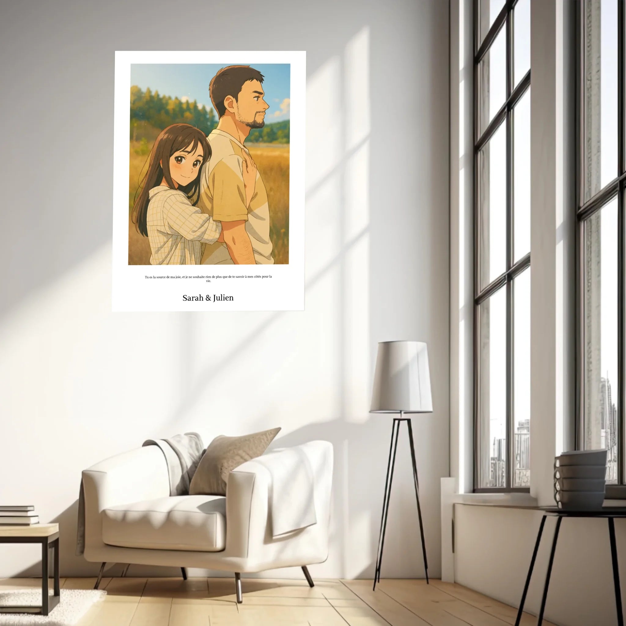 Affiche Personnalisée Style Dessin Animé Couple