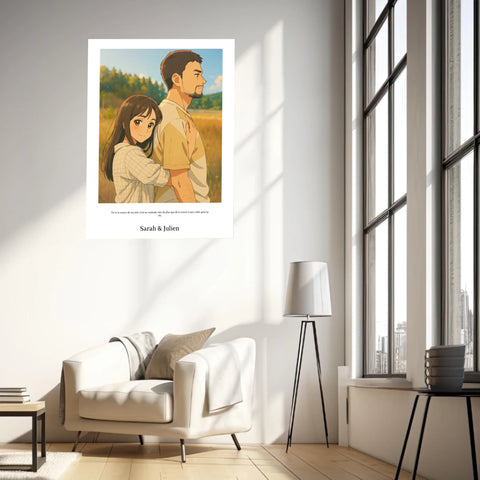 Affiche Personnalisée Style Dessin Animé Couple