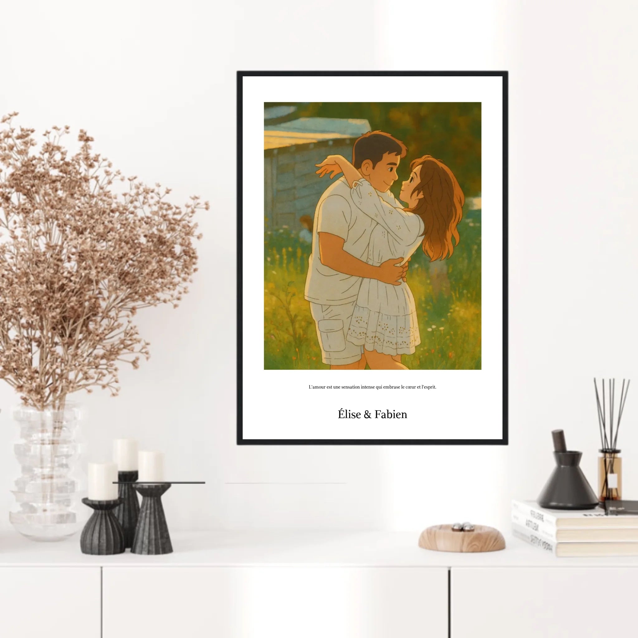 Affiche Personnalisée Style Ghibli Couple