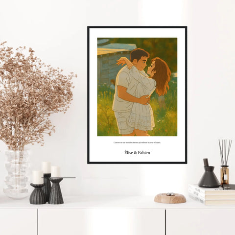 Affiche Personnalisée Style Ghibli Couple