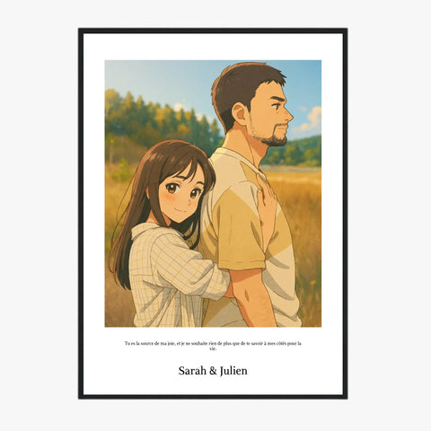 Affiche Personnalisée Style Dessin Animé Couple