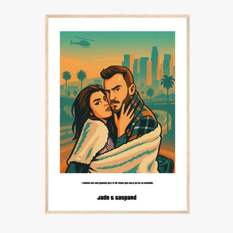 Affiche Personnalisée Style GTA Couple