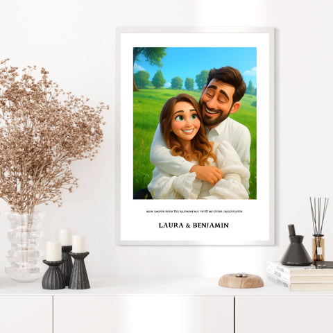 Affiche Personnalisée Style Pixar Couple