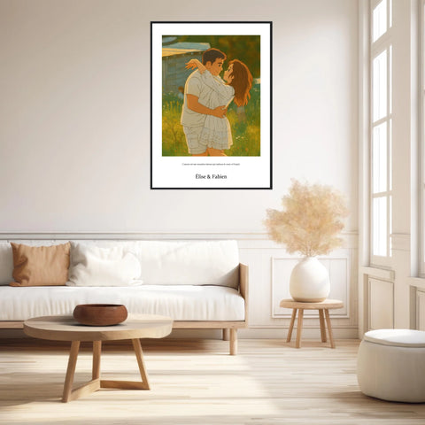Affiche Personnalisée Style Ghibli Couple