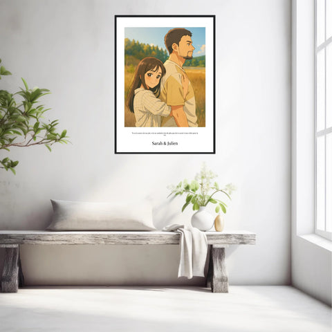 Affiche Personnalisée Style Dessin Animé Couple