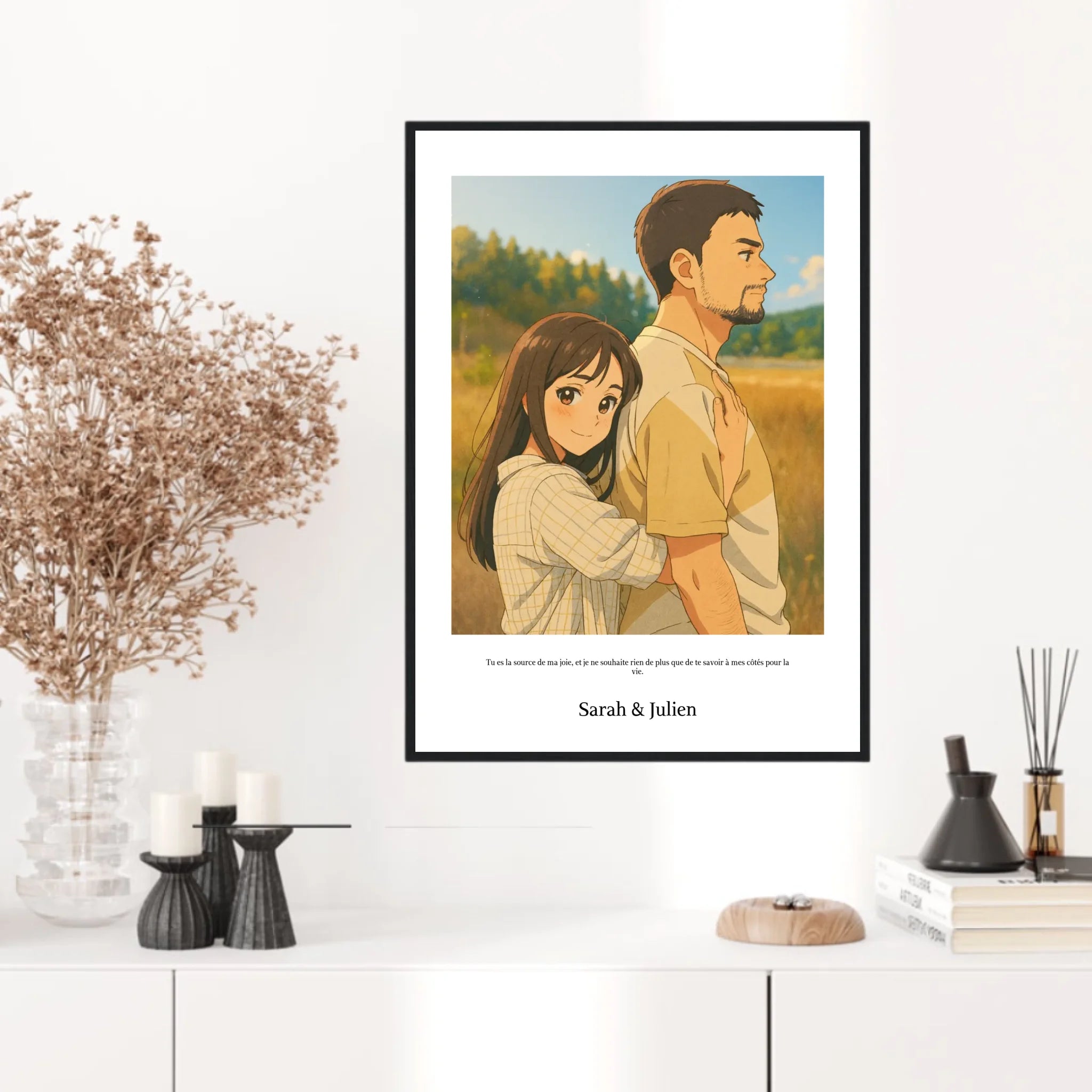 Affiche Personnalisée Style Dessin Animé Couple