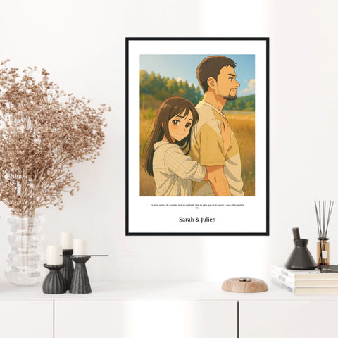 Affiche Personnalisée Style Dessin Animé Couple