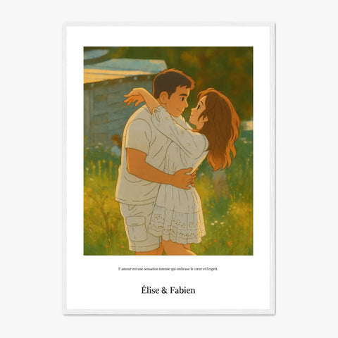 Affiche Personnalisée Style Ghibli Couple