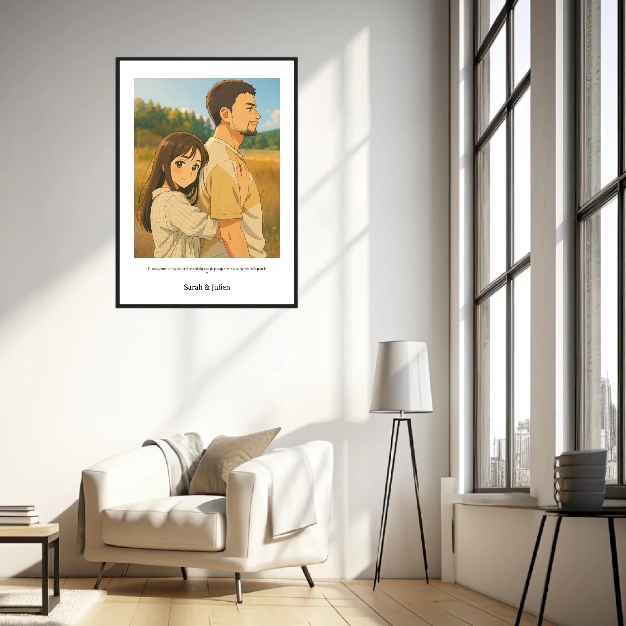Affiche Personnalisée Style Dessin Animé Couple