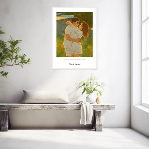 Affiche Personnalisée Style Ghibli Couple