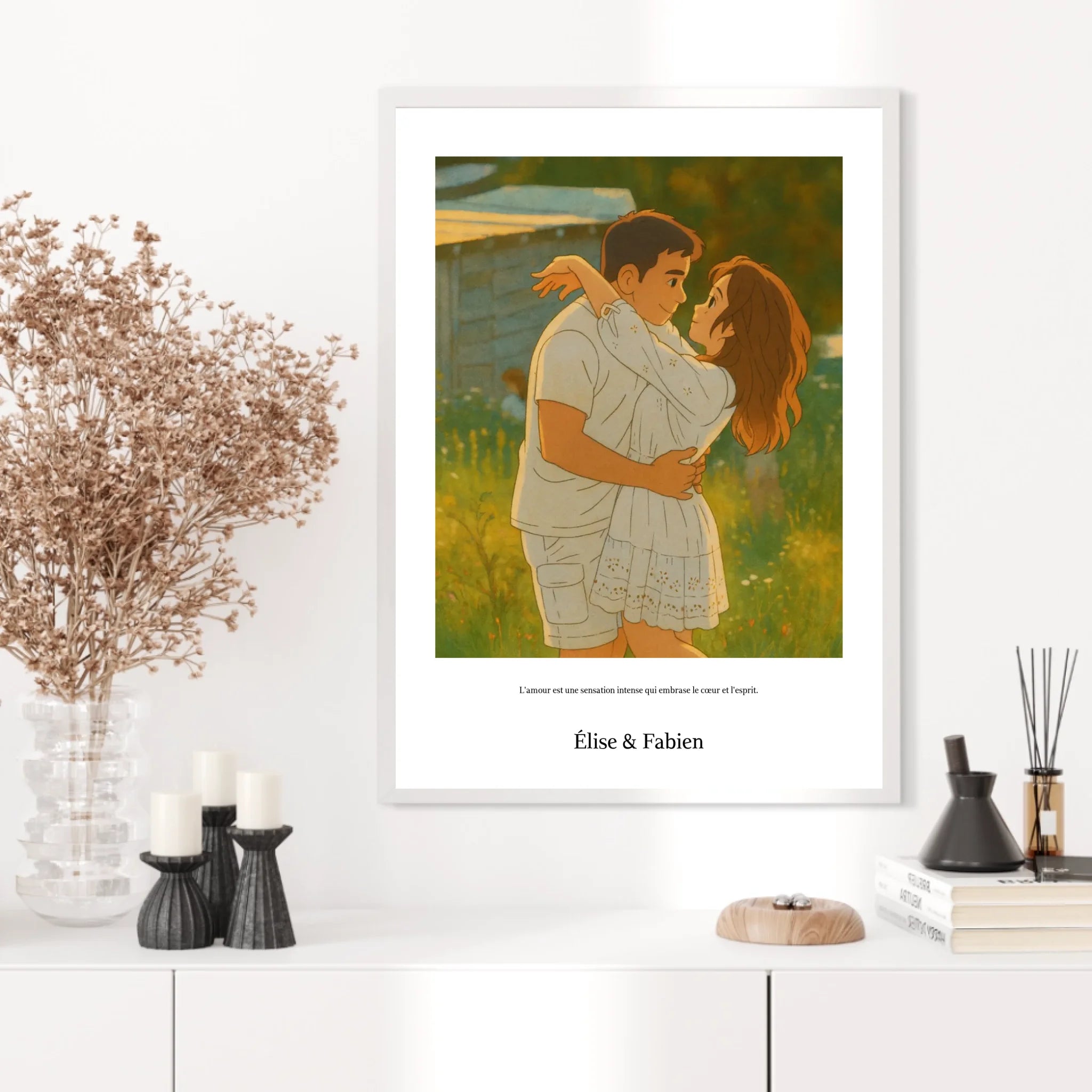 Affiche Personnalisée Style Ghibli Couple