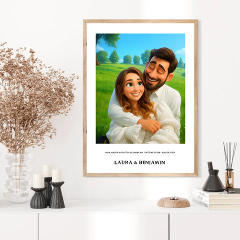 Affiche Personnalisée Style Pixar Couple