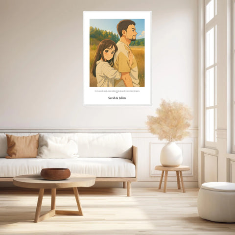 Affiche Personnalisée Style Dessin Animé Couple