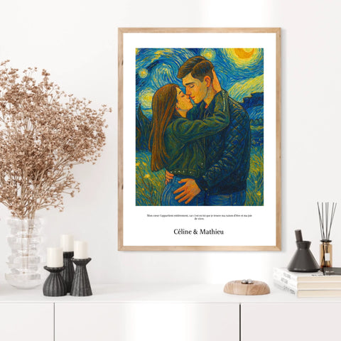 Affiche Personnalisée Style Van Gogh Couple