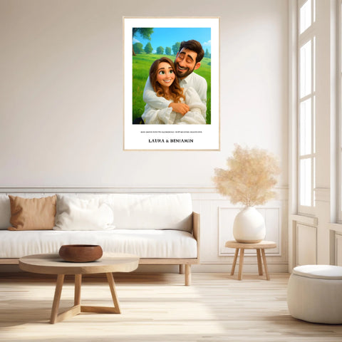 Affiche Personnalisée Style Pixar Couple