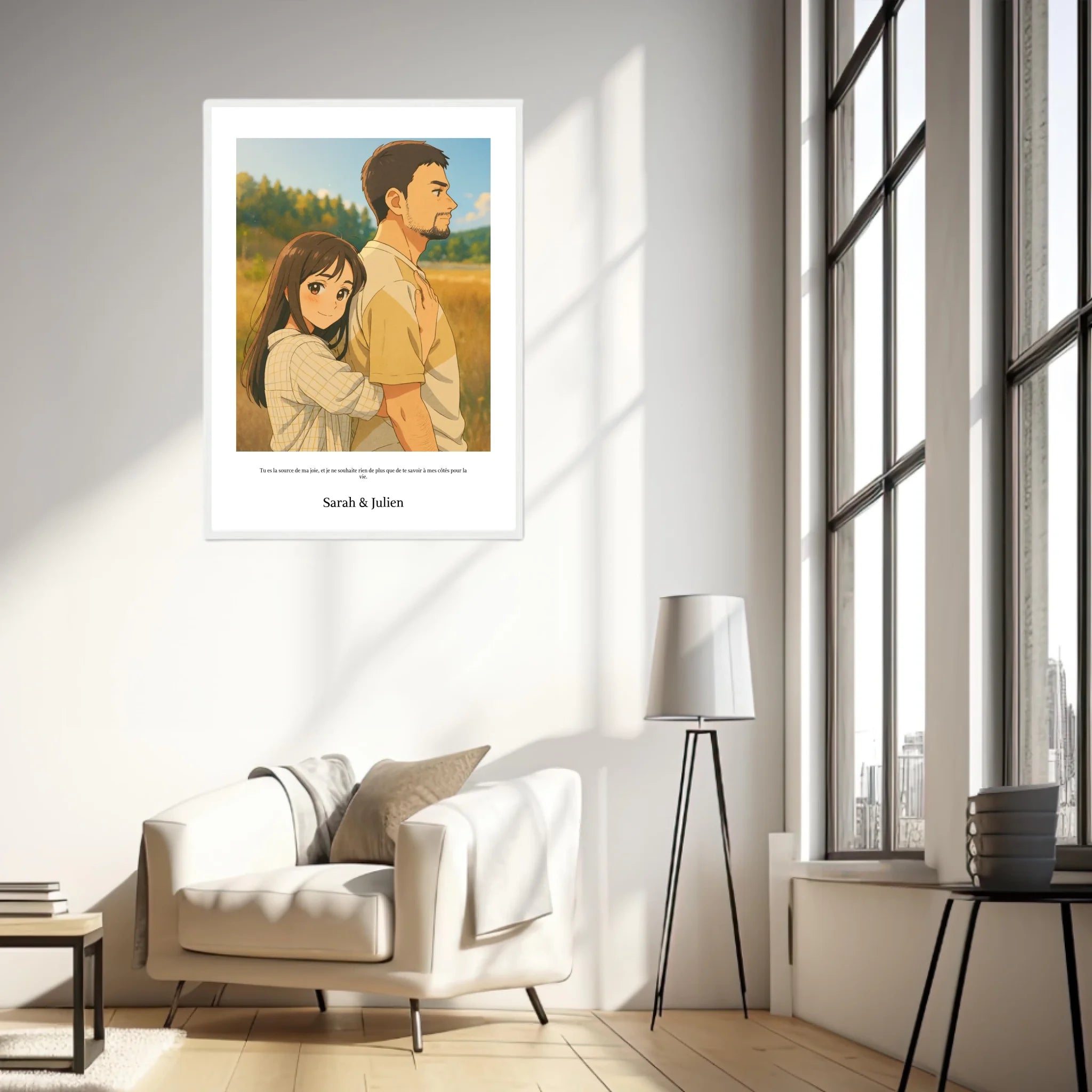 Affiche Personnalisée Style Dessin Animé Couple