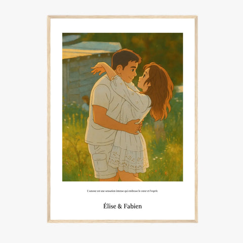 Affiche Personnalisée Style Ghibli Couple