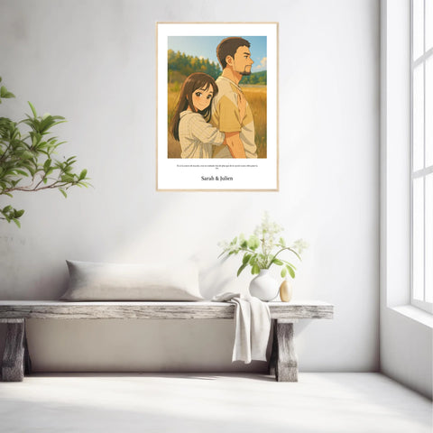Affiche Personnalisée Style Dessin Animé Couple