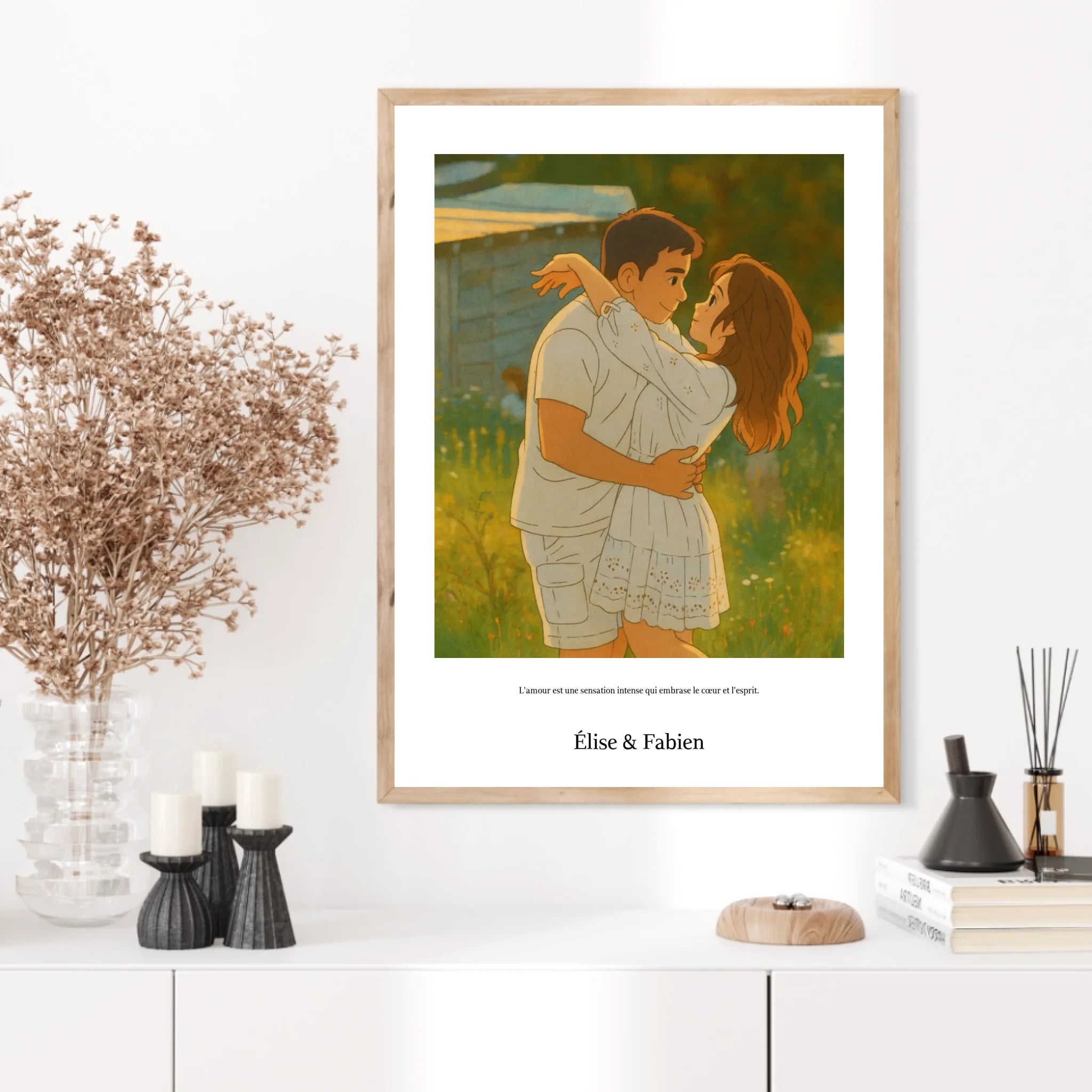 Affiche Personnalisée Style Ghibli Couple