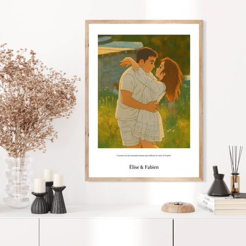 Affiche Personnalisée Style Ghibli Couple