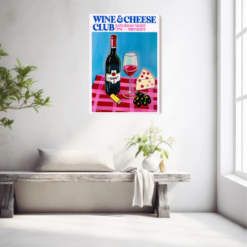 Affiche Et Tableau Cuisine Wine And Cheese Club