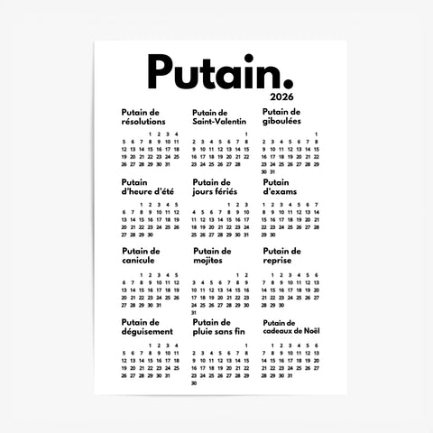 Affiche Personnalisée Calendrier Putain 2026