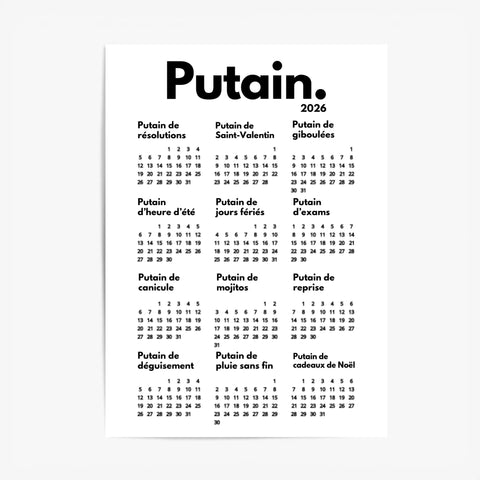 Affiche Personnalisée Calendrier Putain 2026
