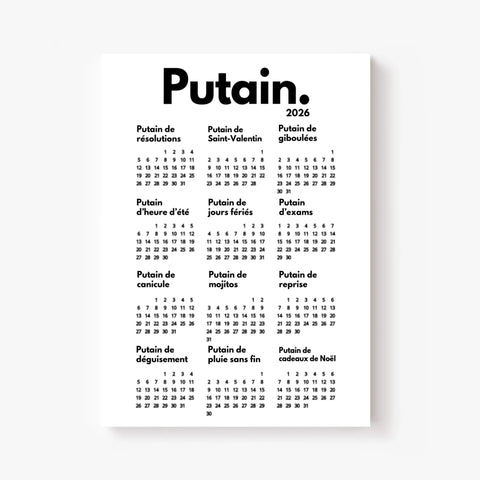 Affiche Personnalisée Calendrier Putain 2026