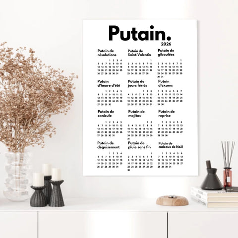 Affiche Personnalisée Calendrier Putain 2026