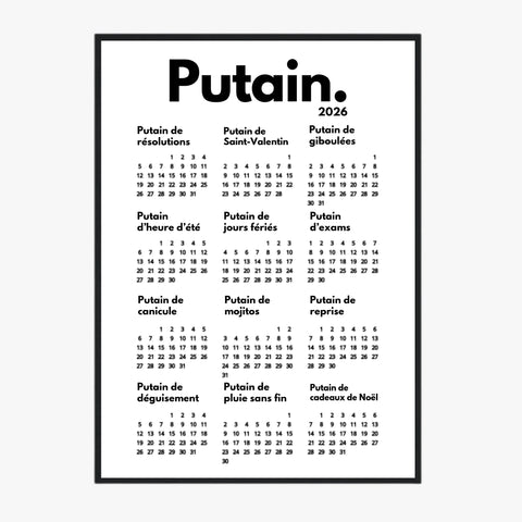 Affiche Personnalisée Calendrier Putain 2026