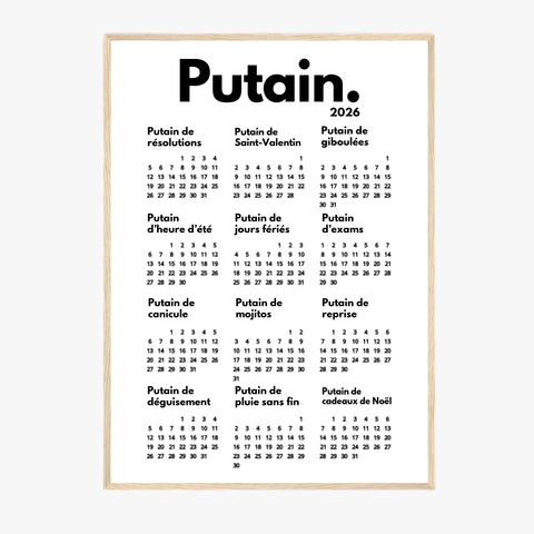 Affiche Personnalisée Calendrier Putain 2026