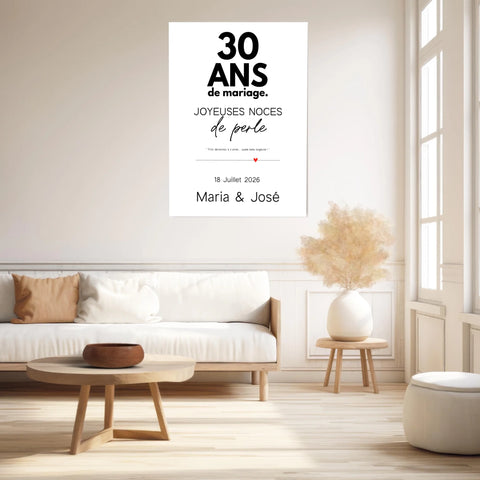 Affiche Personnalisée Noces De Perle