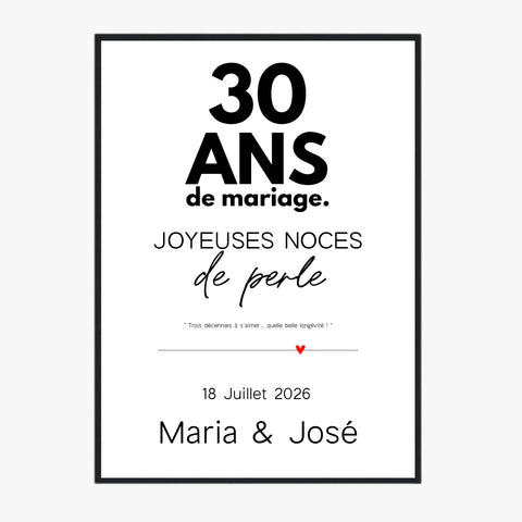 Affiche Personnalisée Noces De Perle