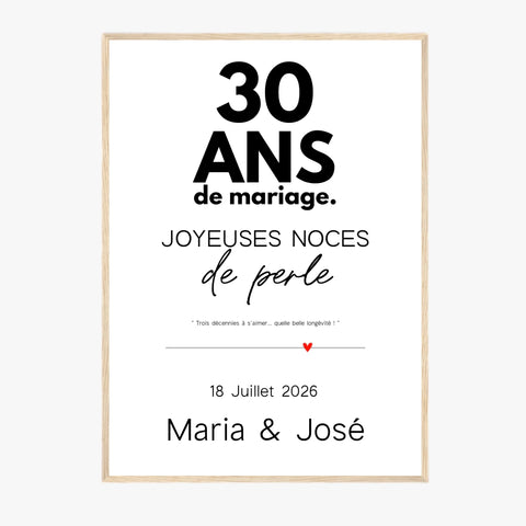 Affiche Personnalisée Noces De Perle