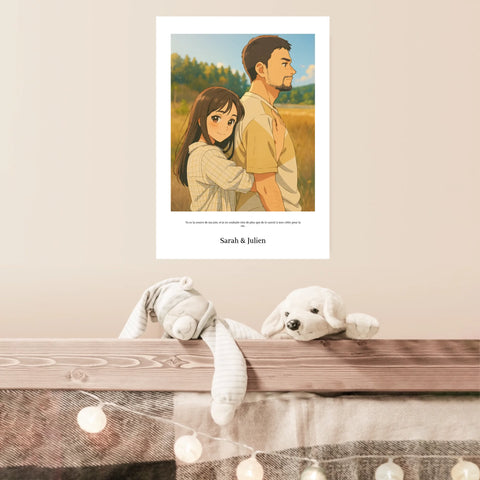 Affiche Personnalisée Style Dessin Animé Couple