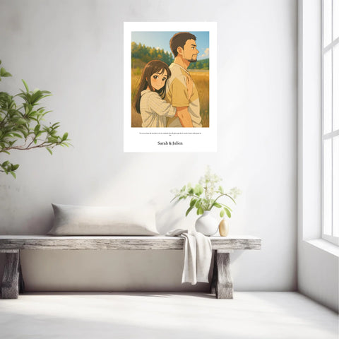 Affiche Personnalisée Style Dessin Animé Couple