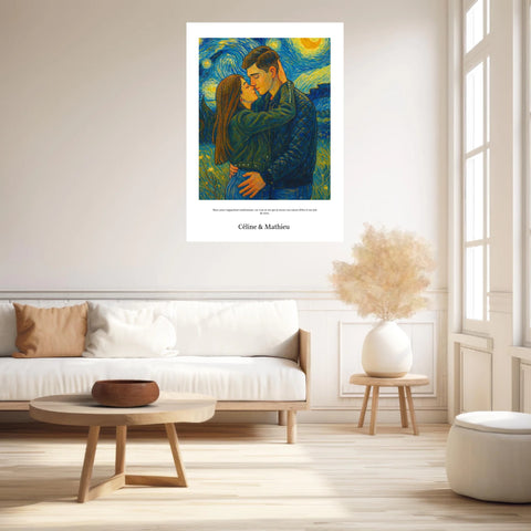 Affiche Personnalisée Style Van Gogh Couple