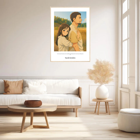 Affiche Personnalisée Style Dessin Animé Couple