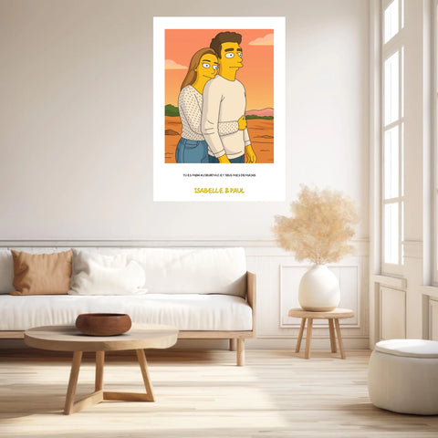 Affiche Personnalisée Style Simpson Couple